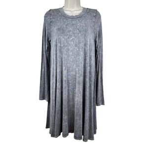 NEW PPLA Clothing Millicent Swing Dress Knit Tee Dress Long Sleeve Gray Small
